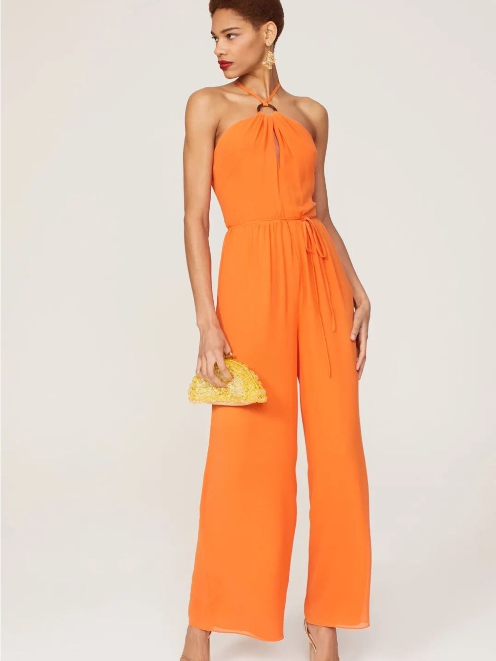 Toccin Orange Halter Neck Jumpsuit